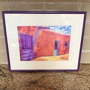 Kathleen O’Bryan New Mexico Framed Artwork featuring a Pueblo. Rare find!